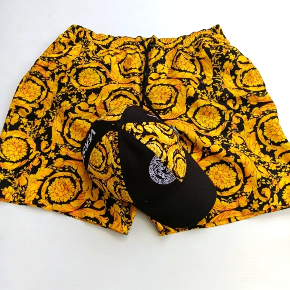 Versace Baroque Print shorts & Hat. (All Authentic)